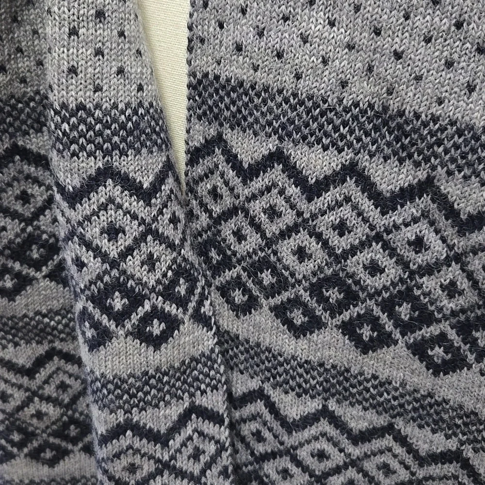Icewear Vidar Warm Wool Scarf Iceland Fair Isle‎ Gray Navy Reversible Maxwin